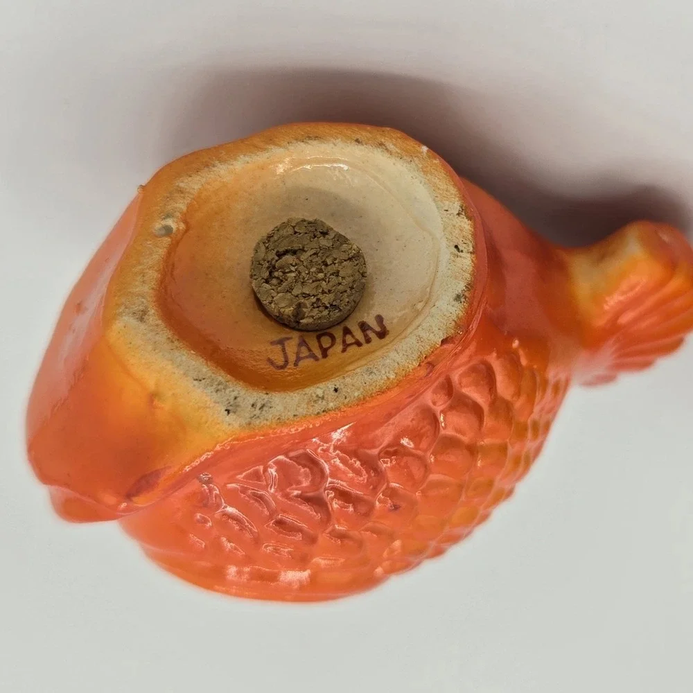 Vintage Orange Fish S&P salt pepper shakers Japan‎ kitsch mid century goldfish